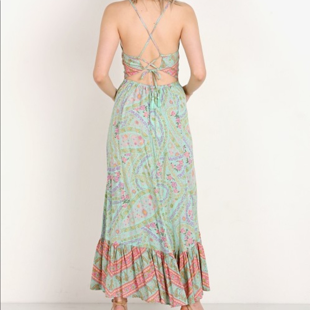 Spell City Lights Strappy Maxi Dress - Sage, size small, great condition